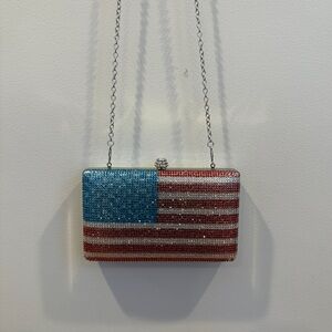 Crystal American Flag Clutch Bag